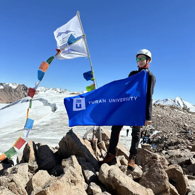 Participation of the 3rd year student of the specialization “Tourism” Belousov Alexander in the mass ascent to Molodezhny Peak (4147 m)